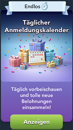 Täglicher Anmeldungskalender Start